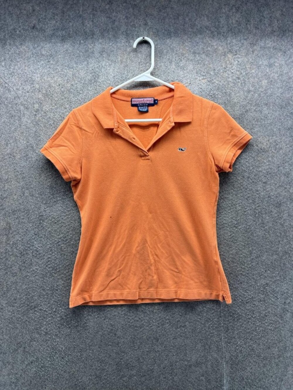 Vineyard Vines Shirt Women Medium Orange Collared Short Sleeve Polo Susie Fit